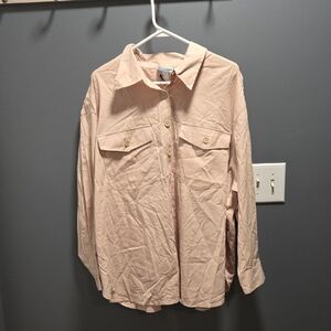 Tan Button Down Shirt with Classic Collar